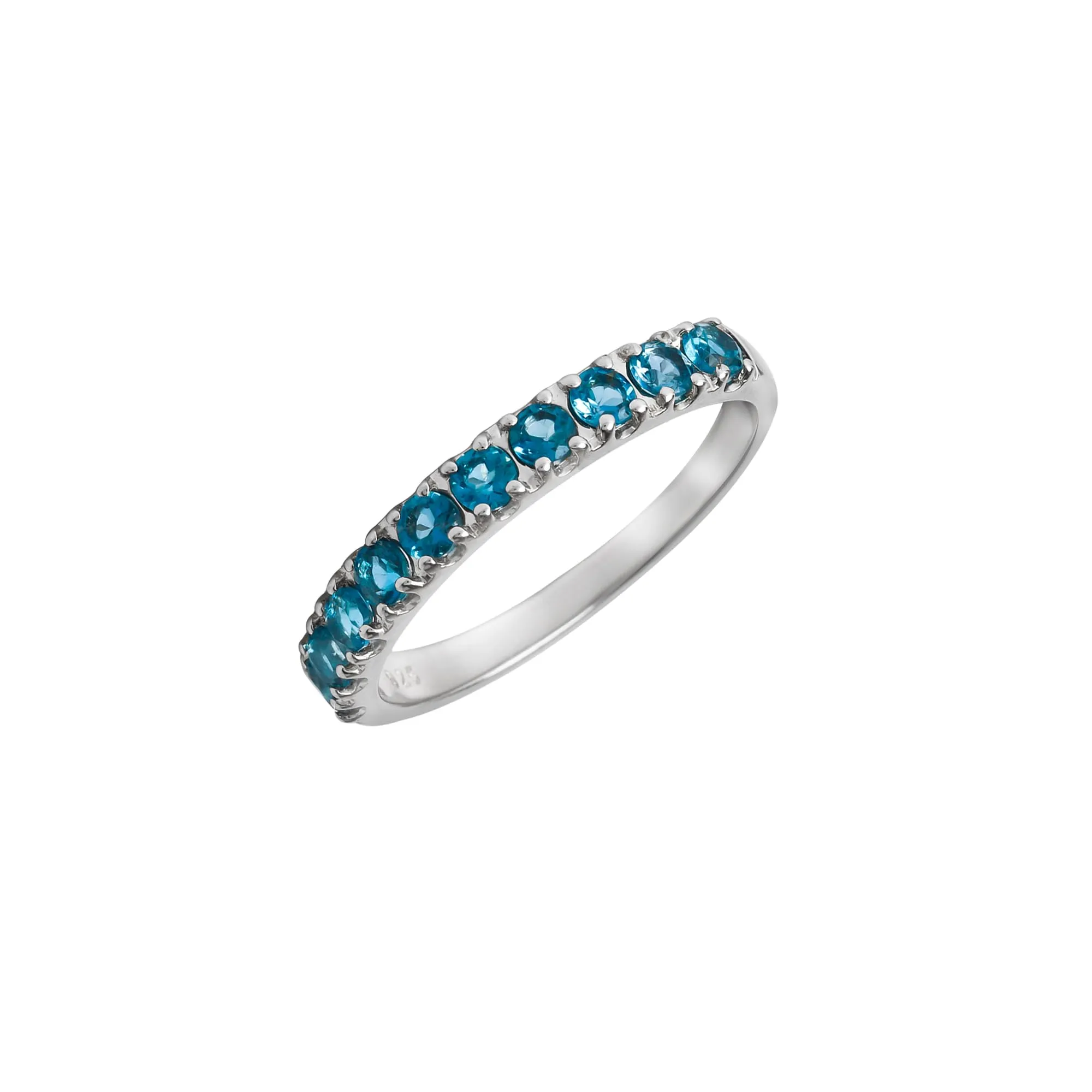 0.80 Cts. London Blue Topaz Sterling Silver Eternity Band Ring – Elegant Handcrafted Jewelry