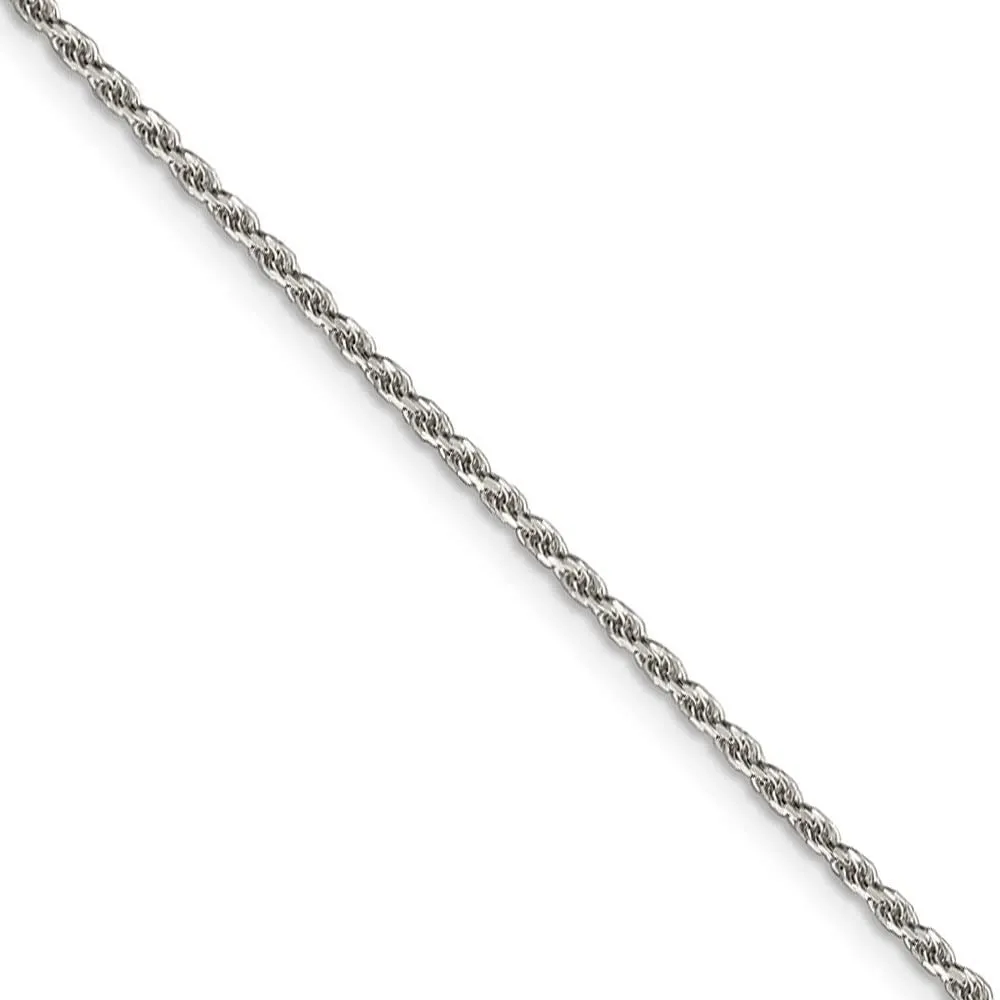 1.7mm Sterling Silver Diamond Cut Solid Rope Chain Necklace - 20 inches - Elegant Italian Design