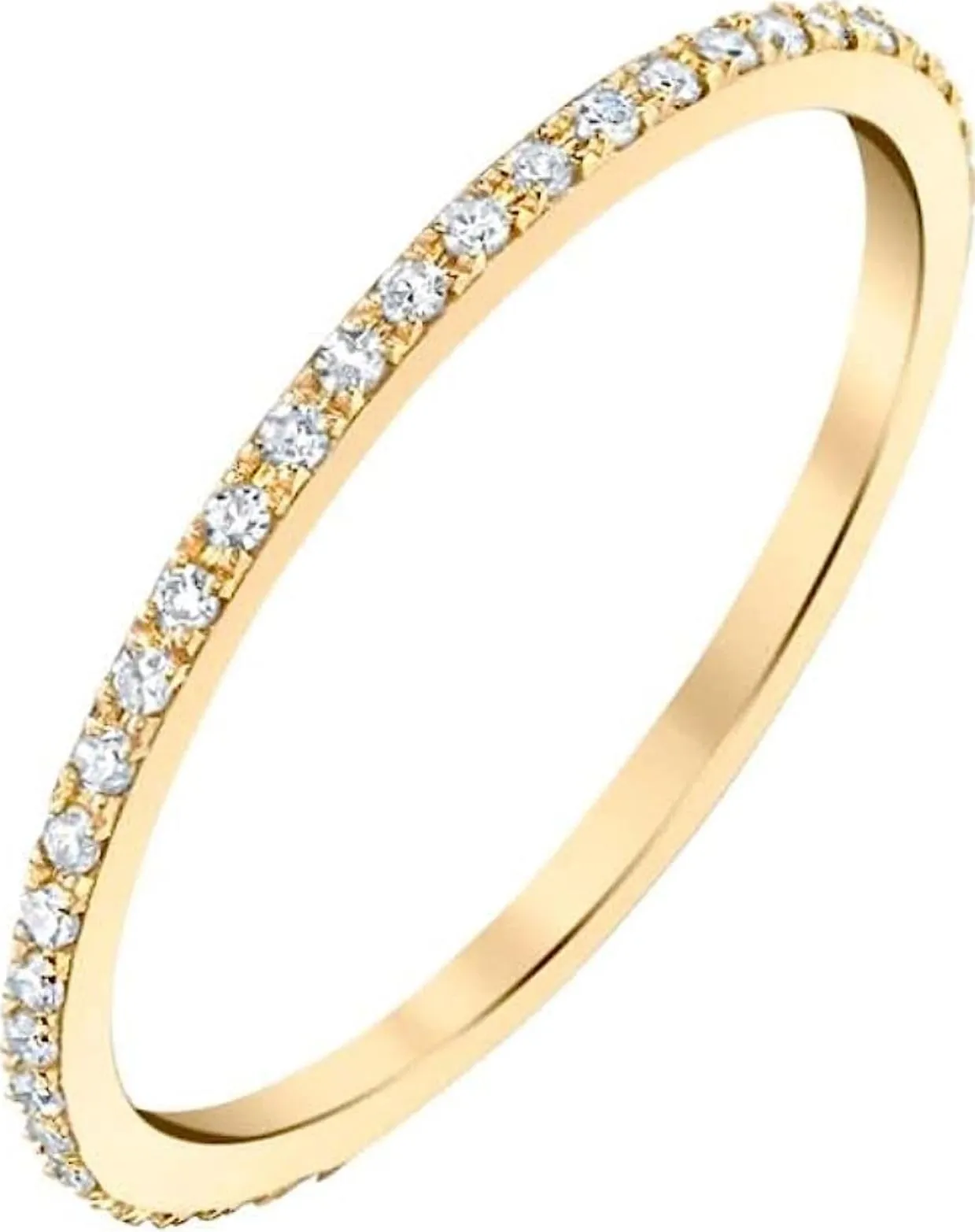 10K Moissanite Diamond Eternity Band in Solid Gold - Wedding Engagement Promise Ring