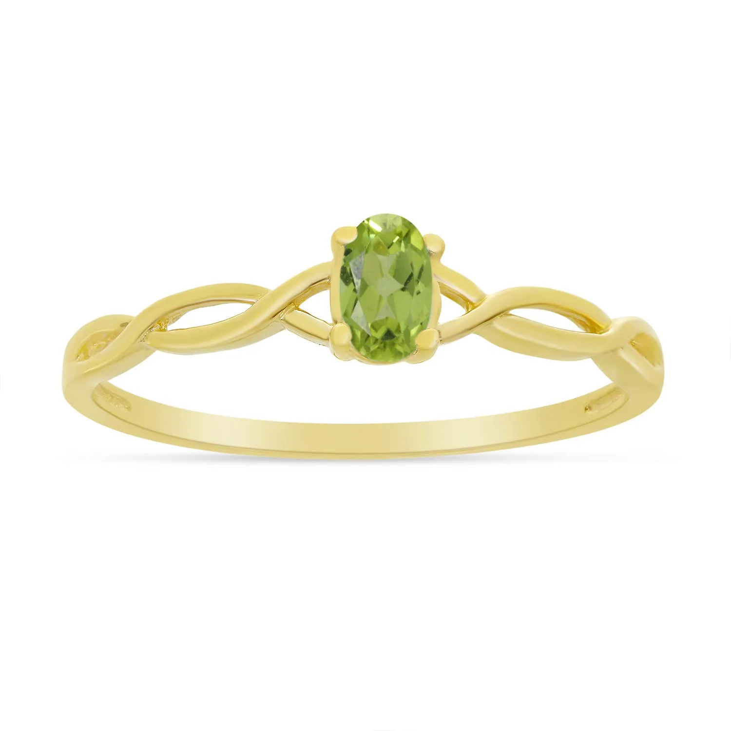 10k Yellow Gold Oval Peridot Ring with 5x3 mm Genuine Stone and Gift Box Included