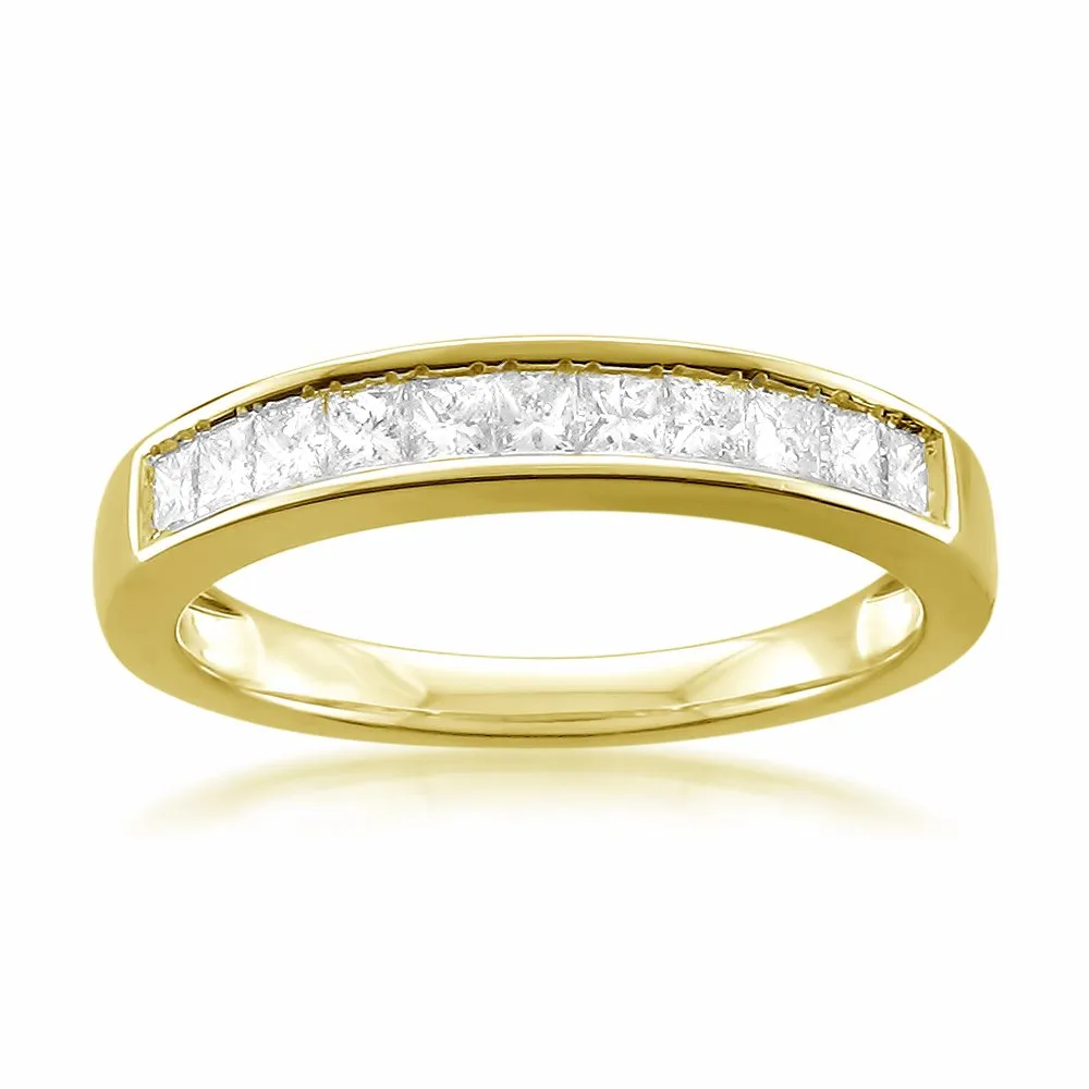 1/2 Carat Channel-Set Princess Cut Diamond Wedding Band in 14K Gold