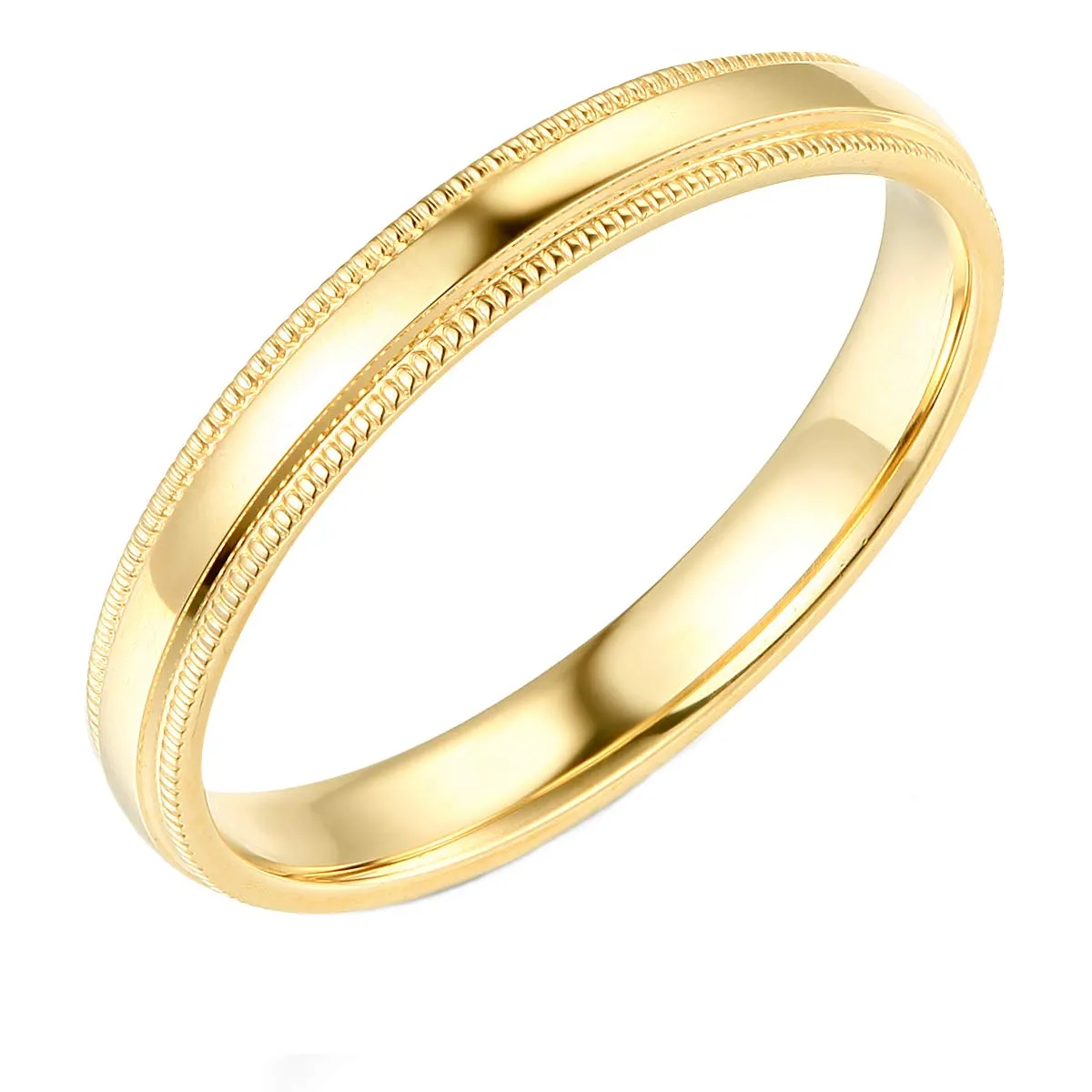 14k Gold 3mm Comfort Fit Milgrain Wedding Band - Classic Design for Timeless Love