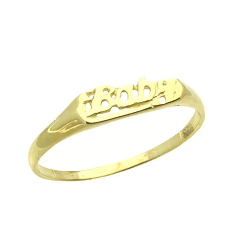 14K Gold Baby Letters Ring - Yellow Gold, Sizes 2 to 5 - Elegant Solid Gold Statement Piece