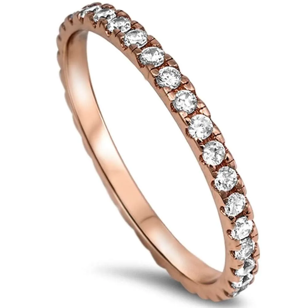 14K Gold Plated Sterling Silver AAA CZ Stackable Eternity Ring for Women by Oxford Diamond Co