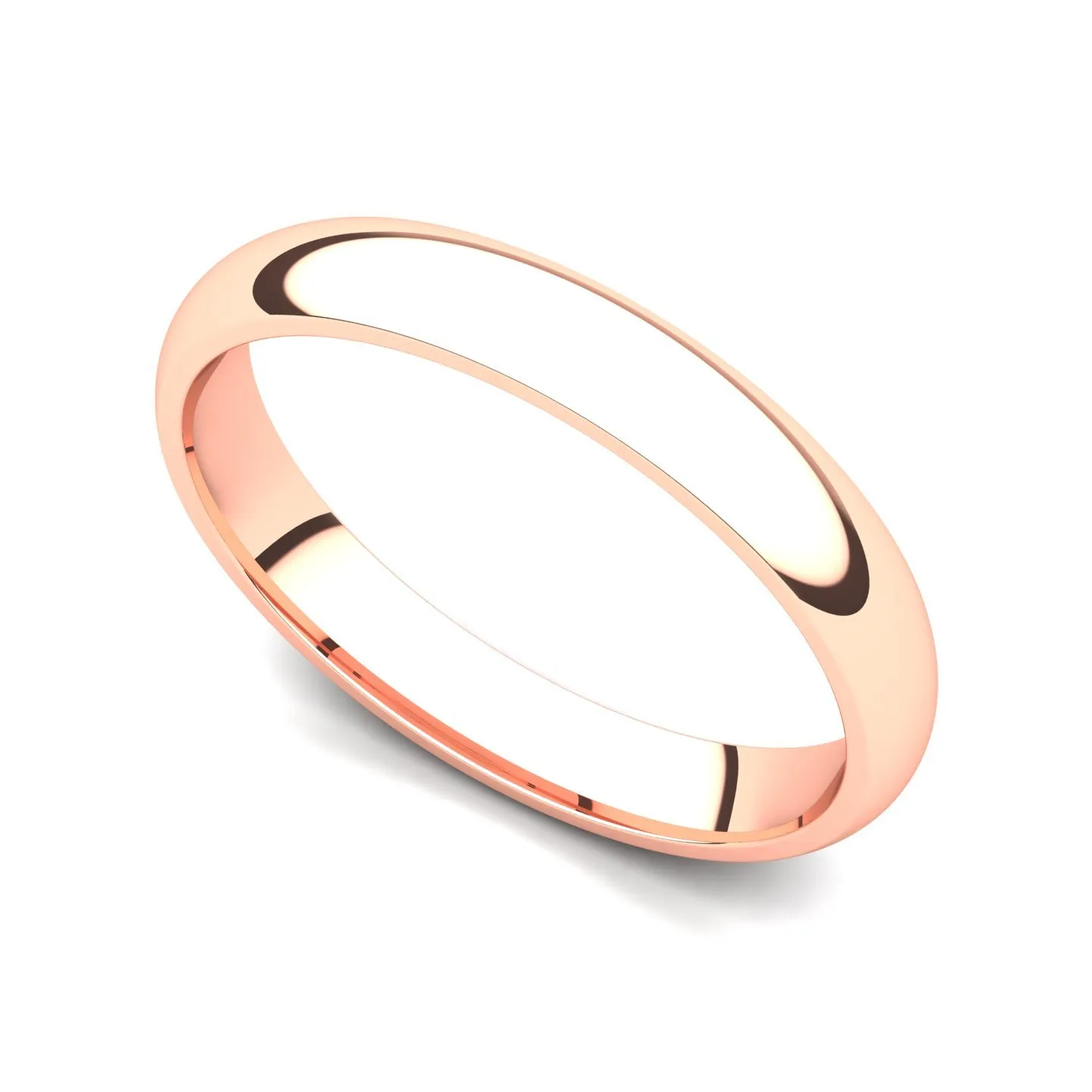 14k Rose Gold 3mm Classic Plain Comfort Fit Wedding Band Ring for Elegant Ceremonies