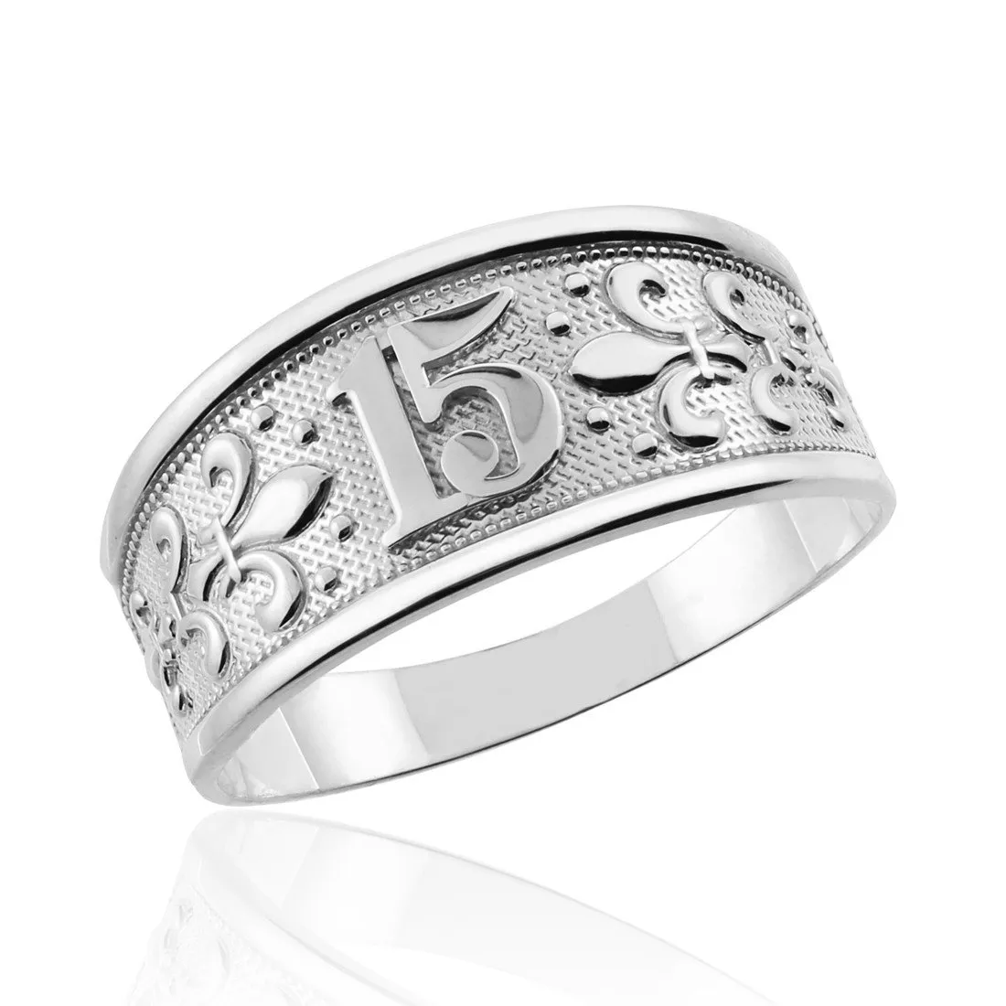 14K White Gold '15 Anos' Quinceanera Ring - Handmade in USA, Perfect Gift for Special Occasions