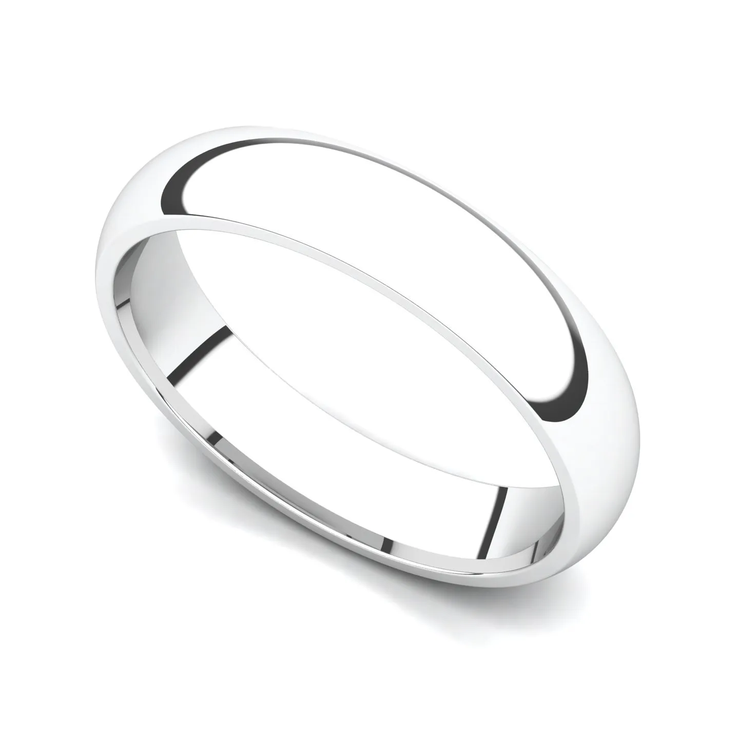 14k White Gold 4mm Classic Plain Comfort Fit Wedding Band Ring - Juno Jewelry, 30 Days Money Back