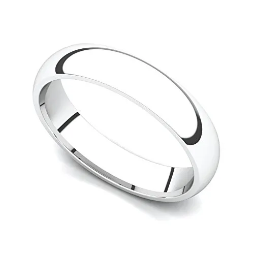 14k White Gold 4mm Classic Plain Comfort Fit Wedding Band Ring by Juno Jewelry