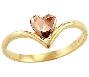 14k Yellow and Rose Gold Heart Love Unique Ladies Ring by Sonia Jewels