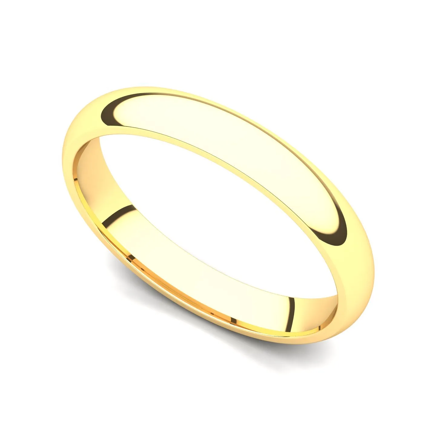 14k Yellow Gold 3mm Classic Plain Comfort Fit Wedding Band Ring by Juno Jewelry