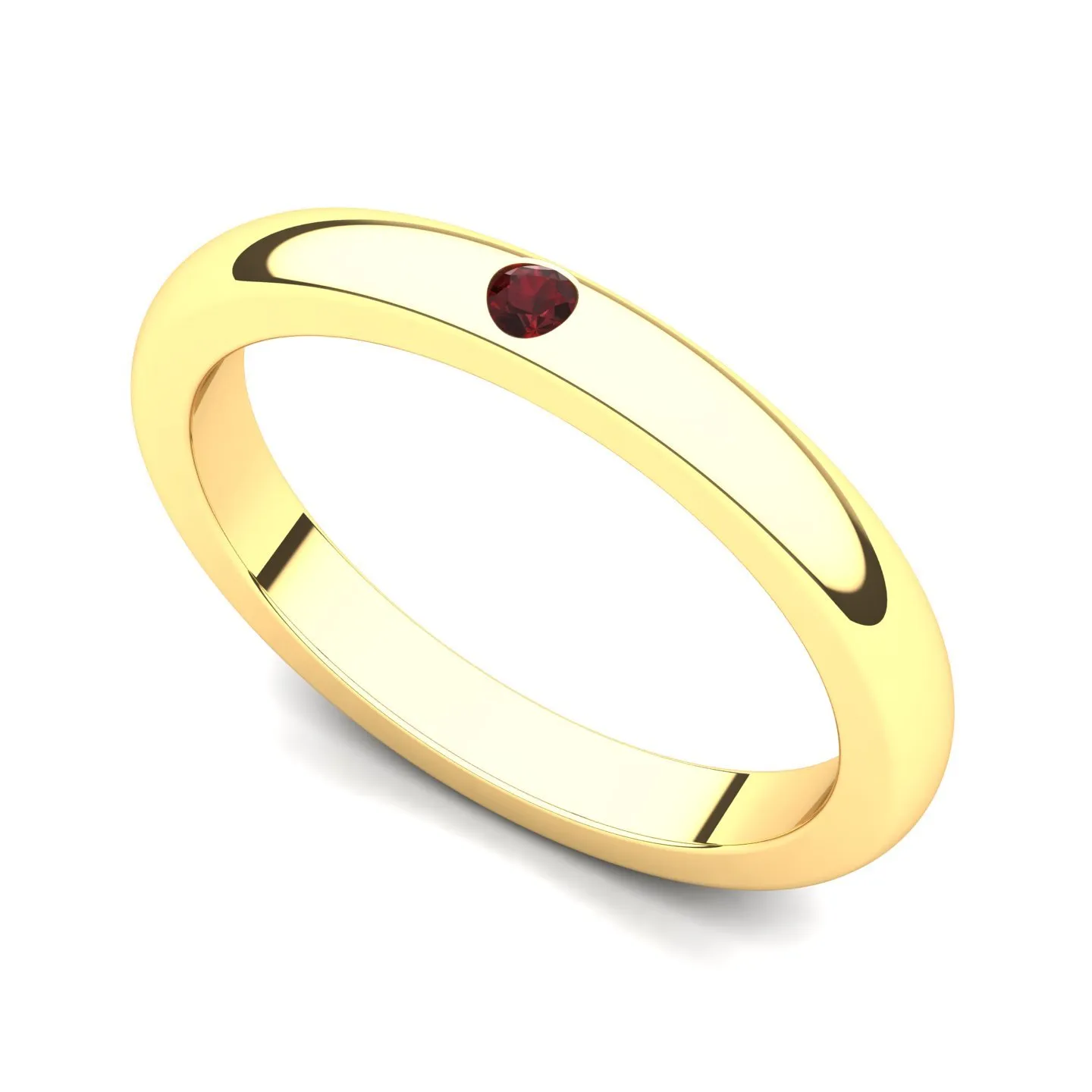 14k Yellow Gold Bezel Set Garnet Band Ring - Natural Gemstone, 0.03 ct, Size Available, Juno Jewelry