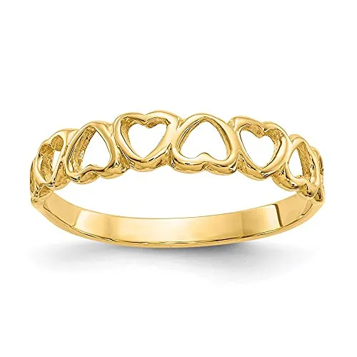 14K Yellow Gold Heart Ring Love Band - Limited Supply, Stunning Gift Packaging, Lifetime Warranty