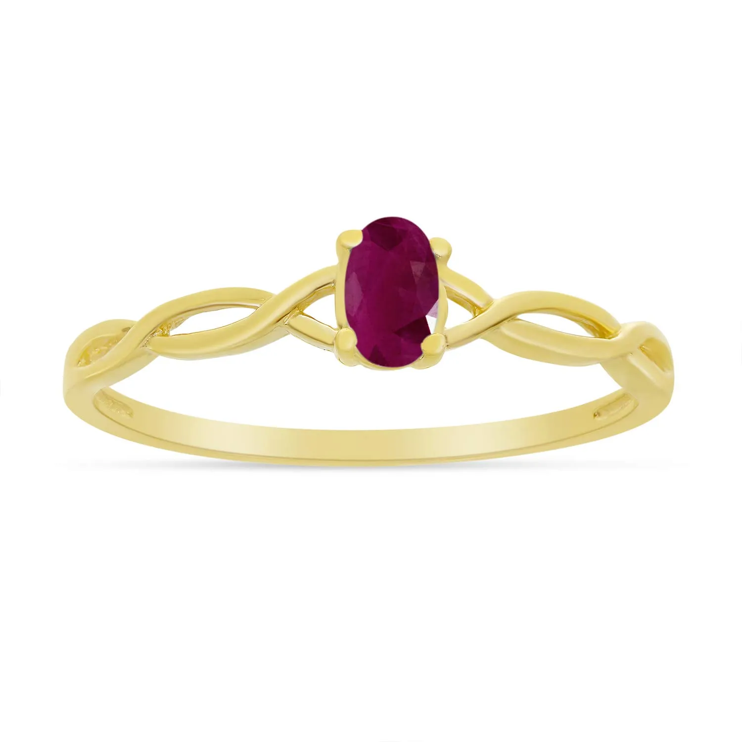 14k Yellow Gold Oval Ruby Ring with Genuine 5x3 mm Ruby - Beautiful Gift Box Included