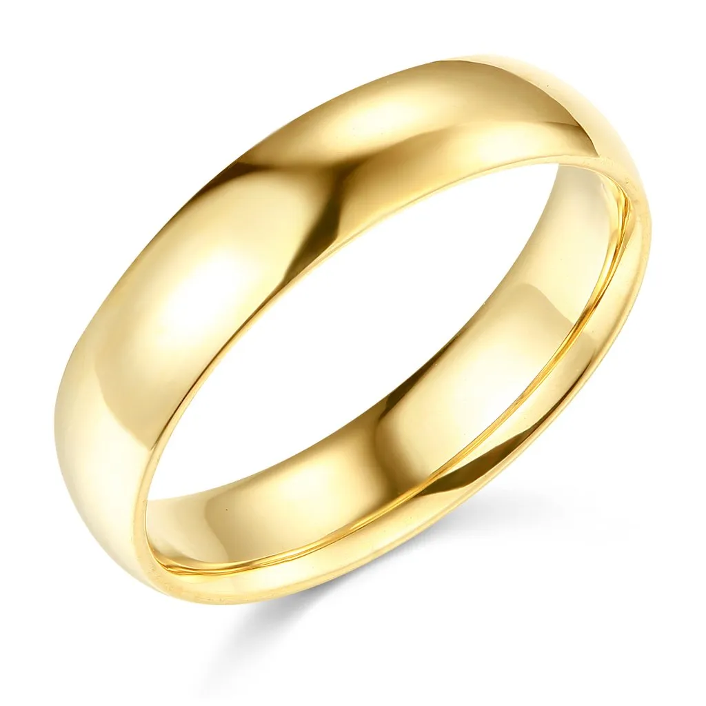 14k Yellow or White Gold 5mm Comfort Fit Plain Wedding Band - Timeless Elegance for Forever Love