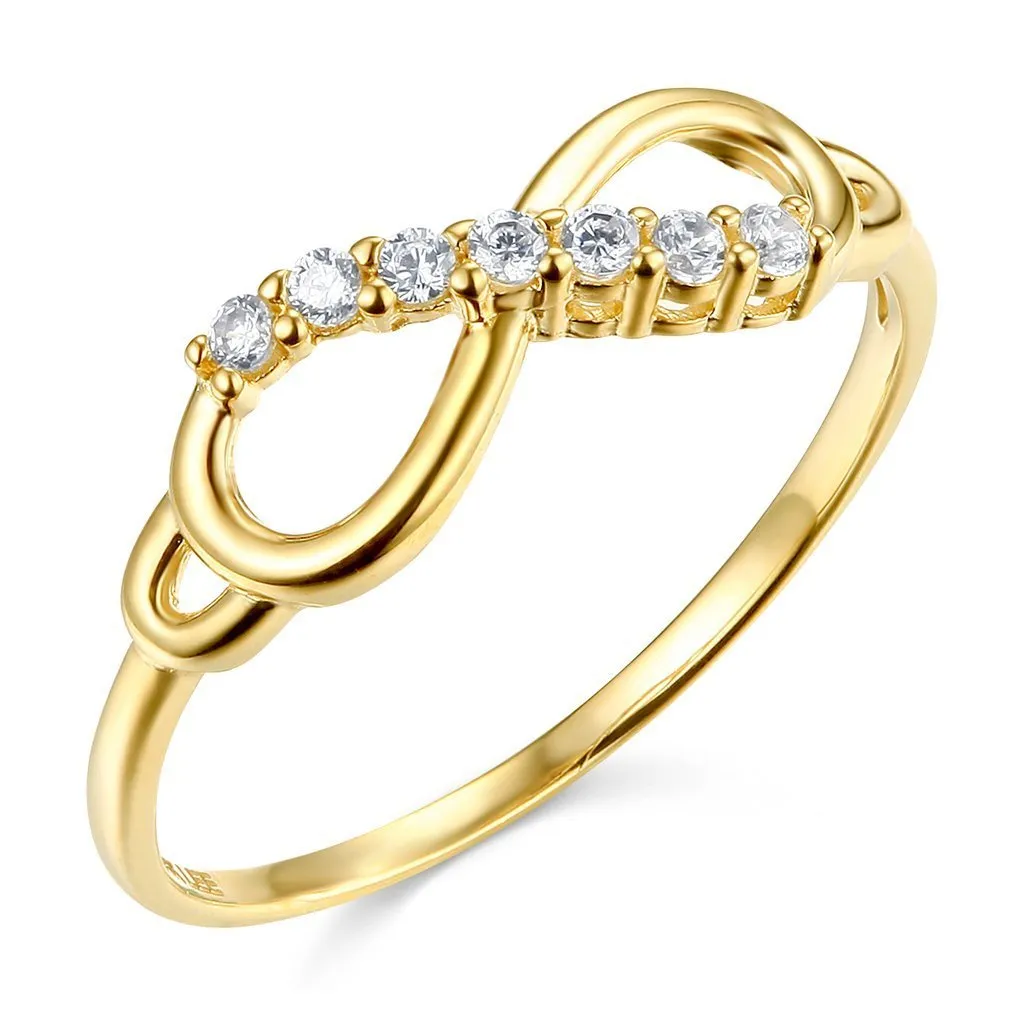 14k Yellow or White Gold Infinity Promise Ring - Stunning Design, High Polish Finish, GM Wedding Collection