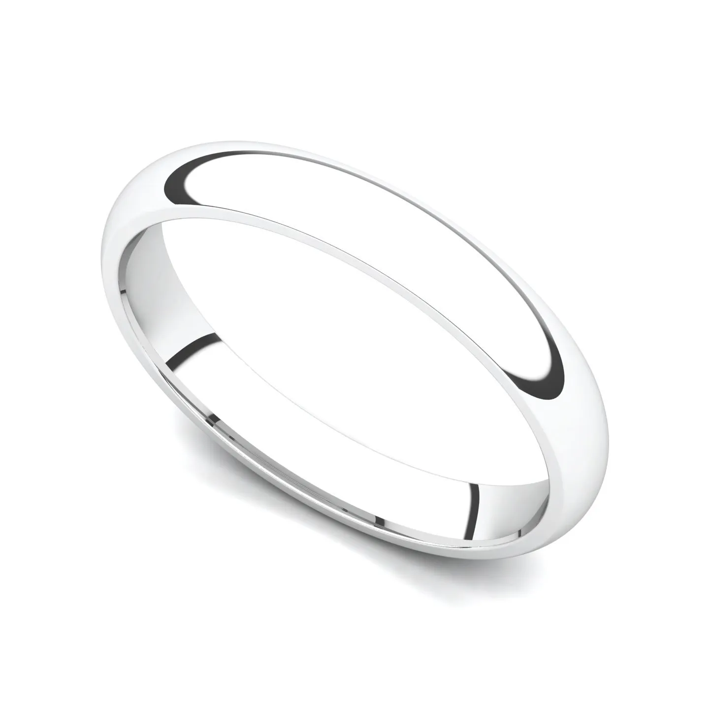 18k White Gold 3mm Classic Plain Comfort Fit Wedding Band Ring by Juno Jewelry