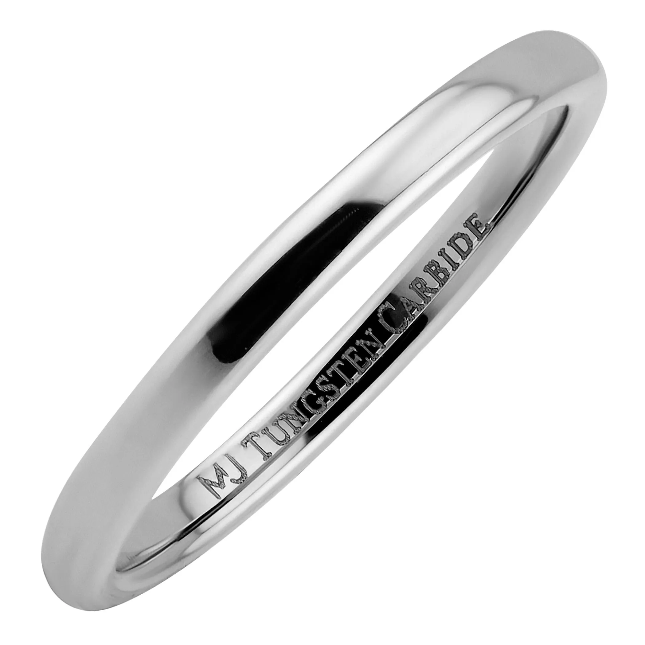 2mm to 10mm Polished Tungsten Carbide Wedding Ring - Classic Mirror Finish, Velvet Gift Bag Included