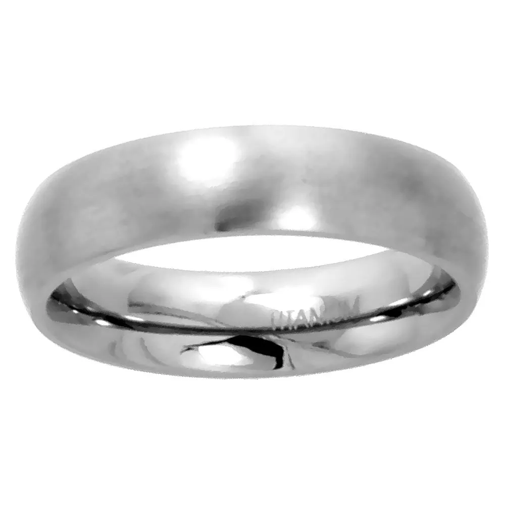 5mm Titanium Plain Wedding Band Comfort-Fit Matte Finish Size 10 - Hypoallergenic & Durable