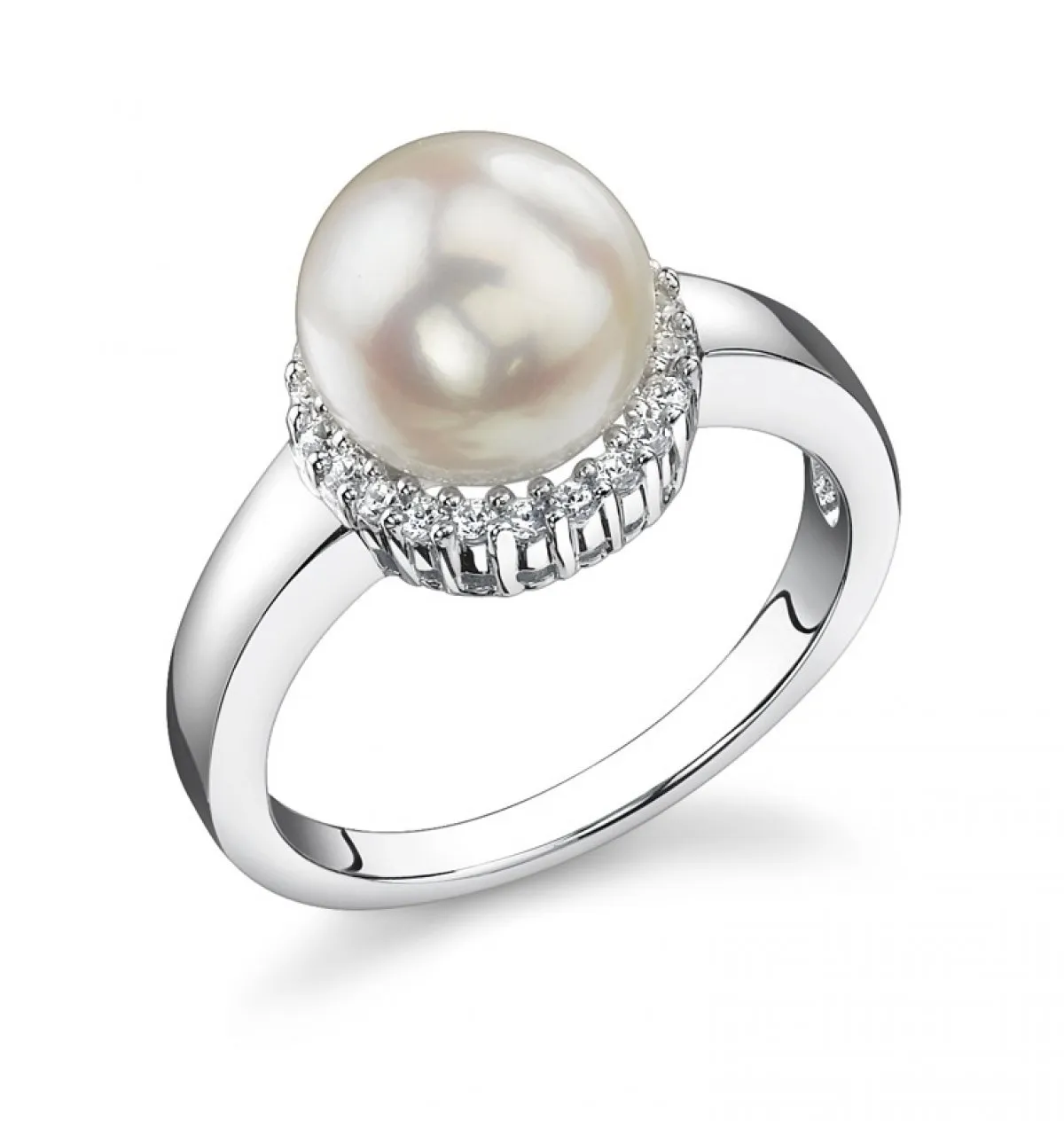 8-8.5mm Genuine White Japanese Akoya Pearl Ashley Ring in .925 Sterling Silver for Women