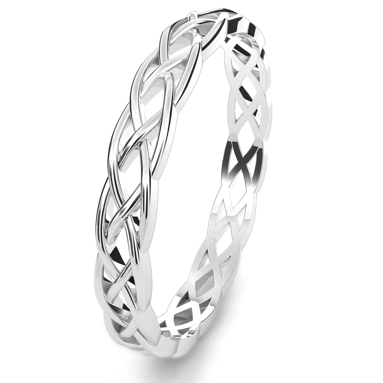 925 Sterling Silver Celtic Knot Eternity Band Ring - Rhodium Plated, 4mm Wide, Durable & Elegant