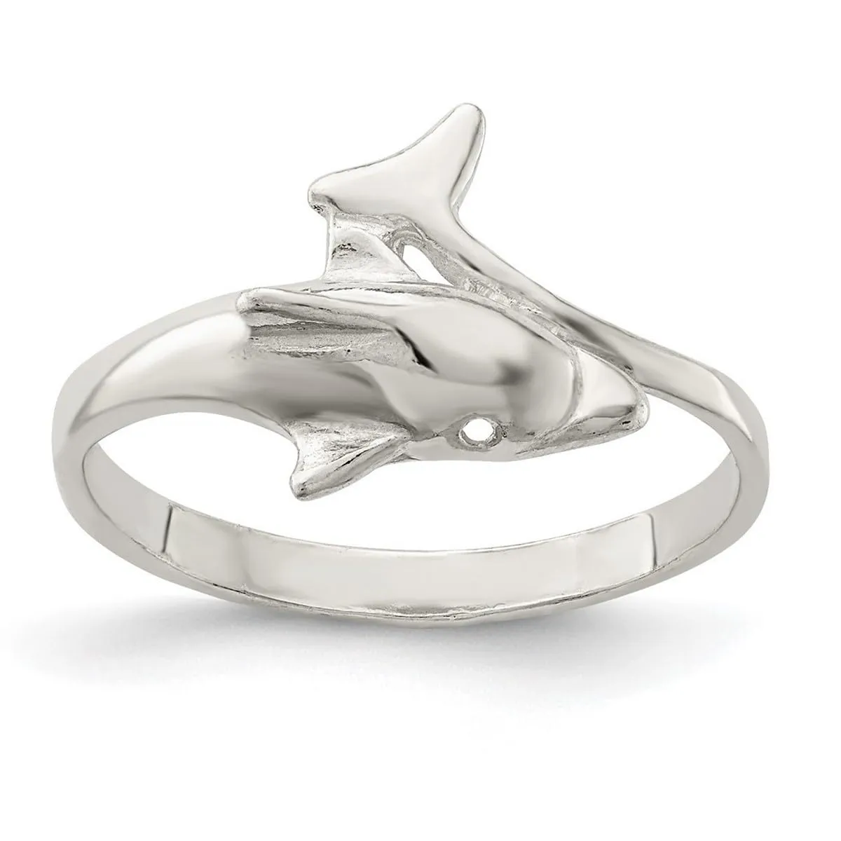 925 Sterling Silver Dolphin Ring for Women - Polished, Hypoallergenic, Sizes 7 & 8 - JewelryWeb