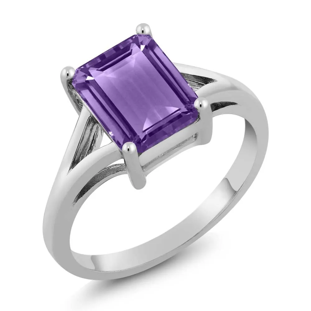 925 Sterling Silver Purple Amethyst Engagement Ring