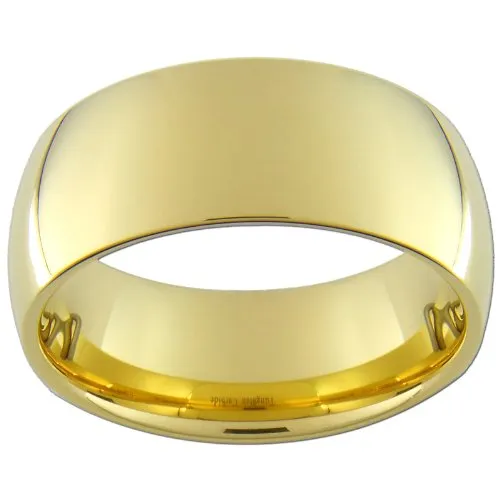 9mm Gold Tungsten Carbide Ring Size 9 - Elegant Dome Style Comfort Fit for Men & Women, Hypoallergenic