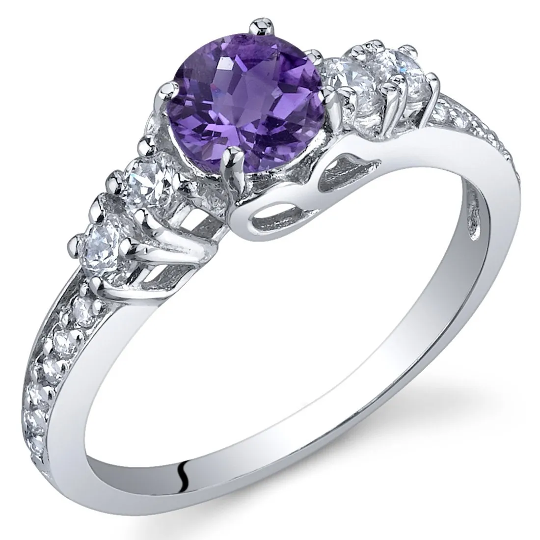 Amethyst Solstice Ring for Women, 925 Sterling Silver, 0.50 Carat Natural Gemstone, Sizes 5-9