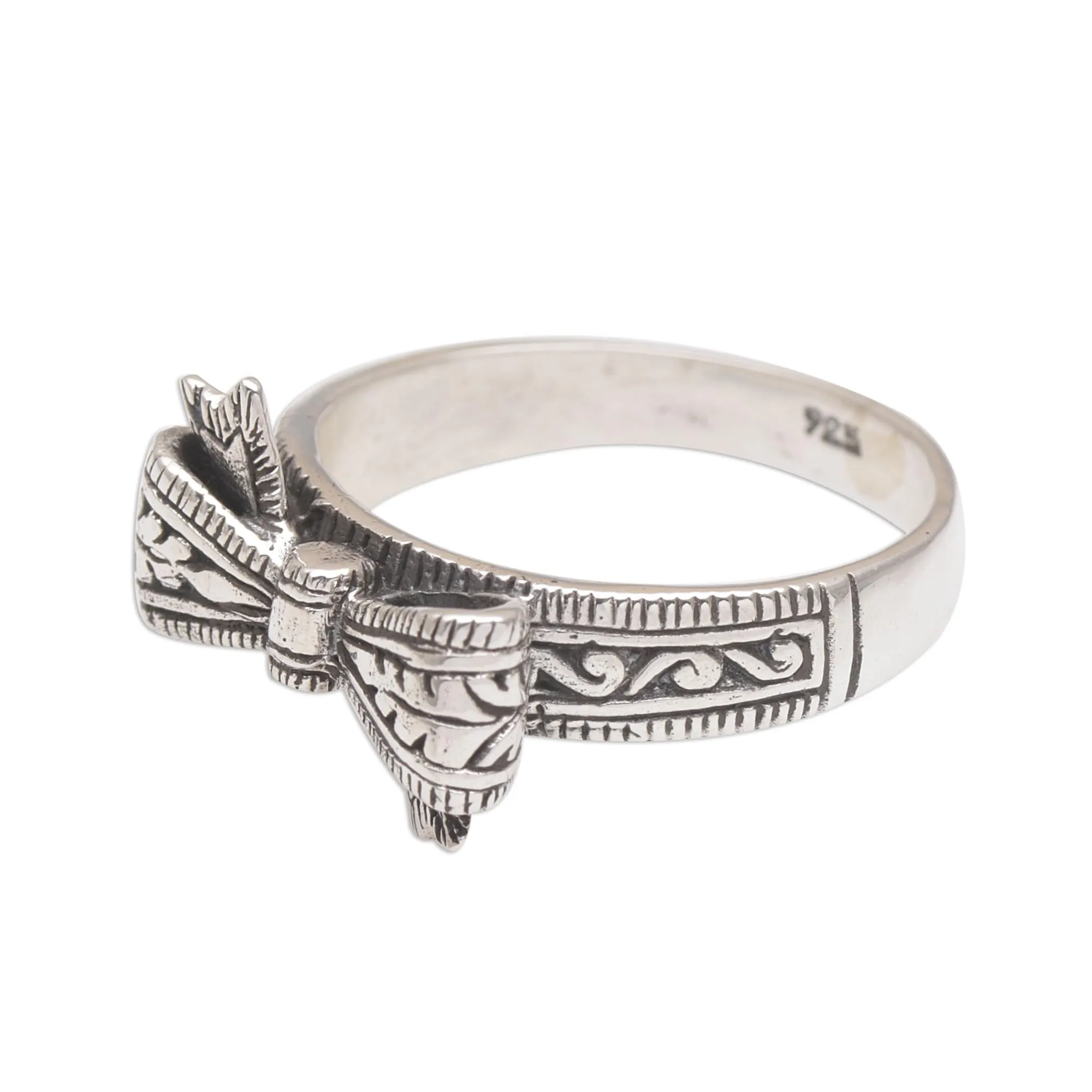 Artisan Handmade .925 Sterling Silver Cocktail Ring - Balinese Bow Design by NOVICA