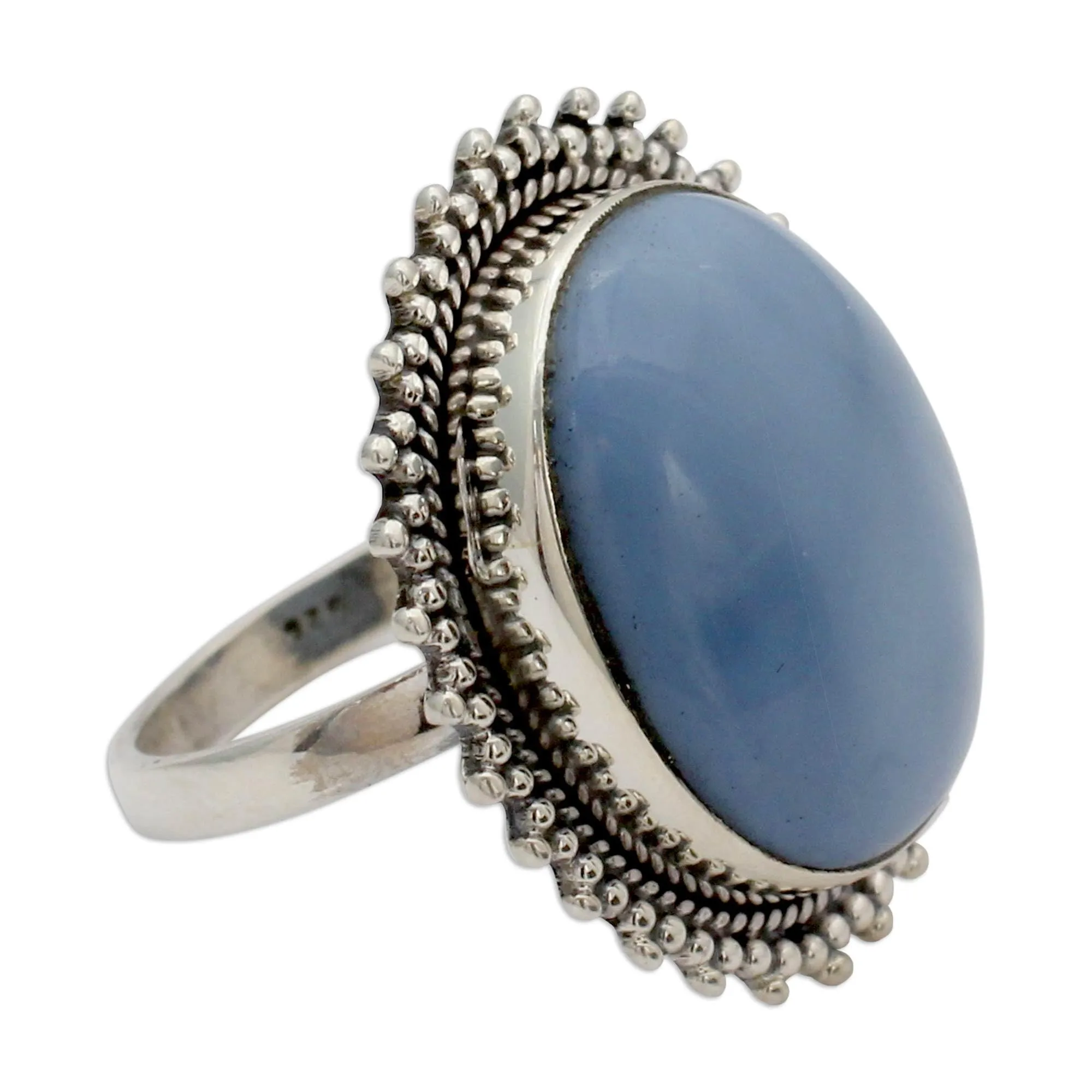 Artisan Handmade Blue Opal Cocktail Ring in .925 Sterling Silver by NOVICA