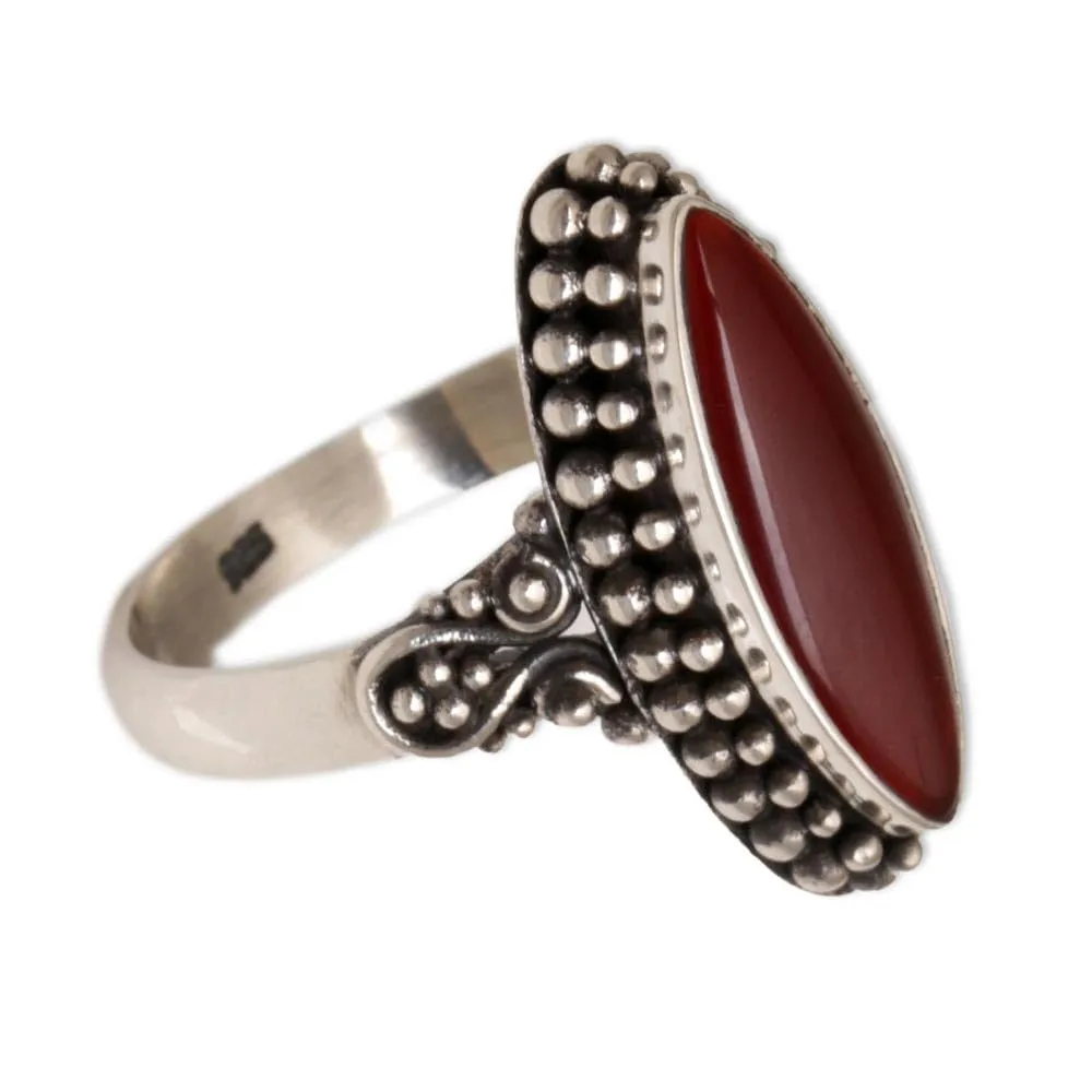 Artisan Handmade Carnelian Ring in Sterling Silver - Unique Birthstone Jewelry by NOVICA