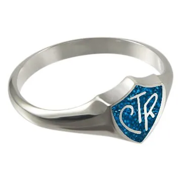 Blue Sparkle LDS CTR Ring - Unisex Sterling Silver, Available in Red, Blue, Purple & Green