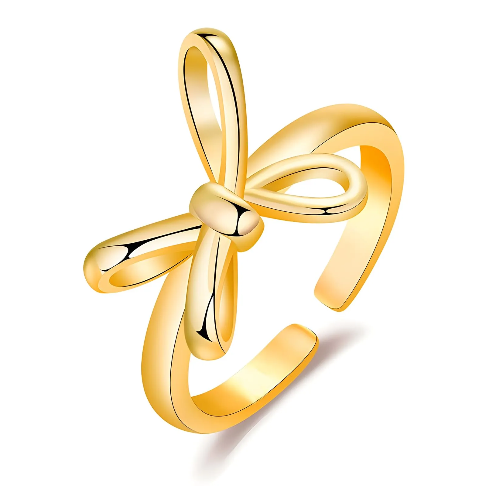 Bow Ring for Women Adjustable Butterfly Knot Promise Ring Stylish Finger Band