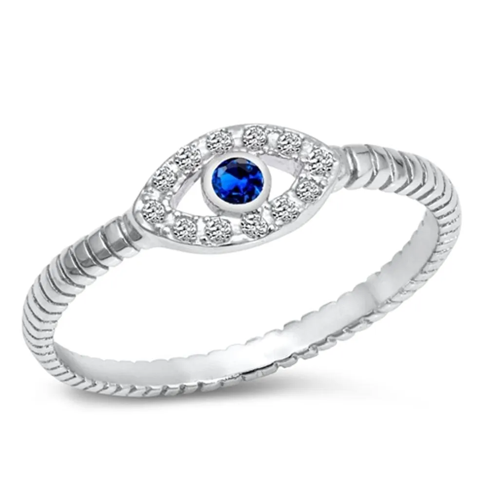 CHOOSE YOUR COLOR Sterling Silver Evil Eye Ring - Durable 925 Silver, Quality Jewelry