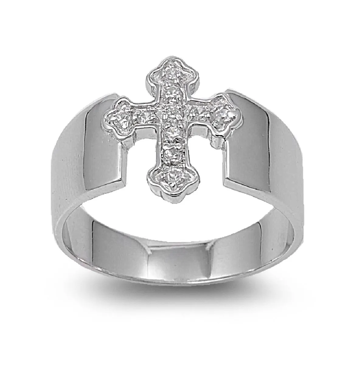 Clear Cubic Zirconia Cross Ring in 925 Sterling Silver - Elegant Colors for Every Occasion