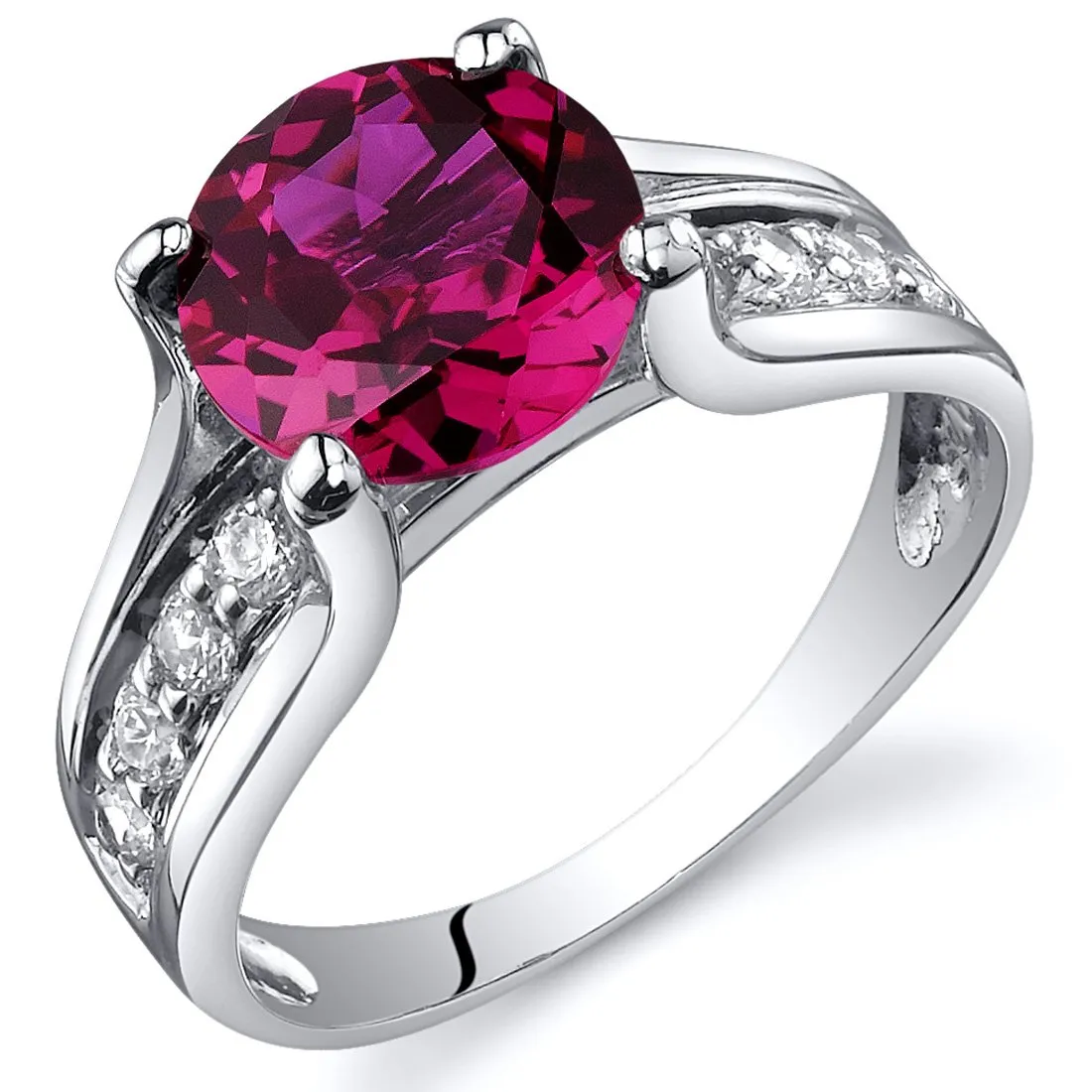 Created Ruby Cathedral Solitaire Ring in 925 Sterling Silver, 2.50 Carats, Sizes 5-9