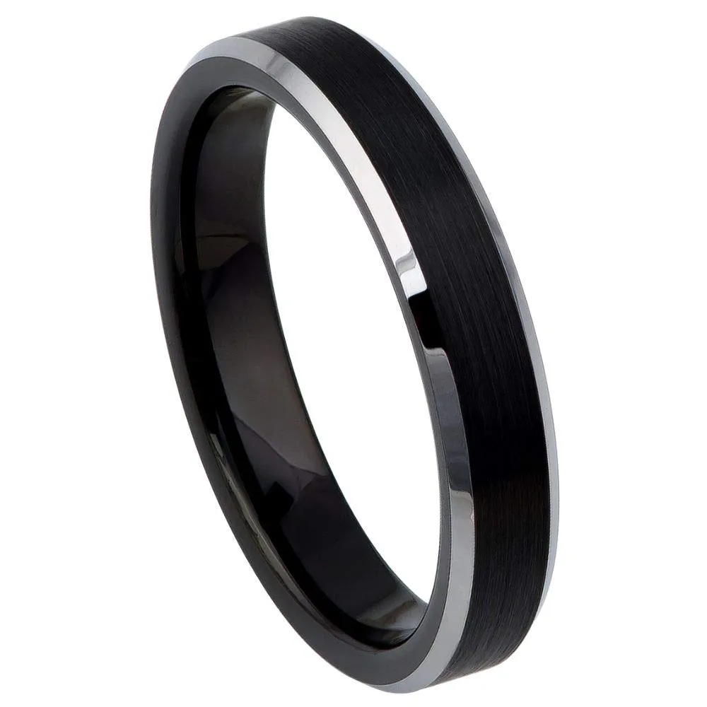 Free Personalized Laser Engraving Tungsten Band Rings 4mm Black IP Plated Wedding Bands