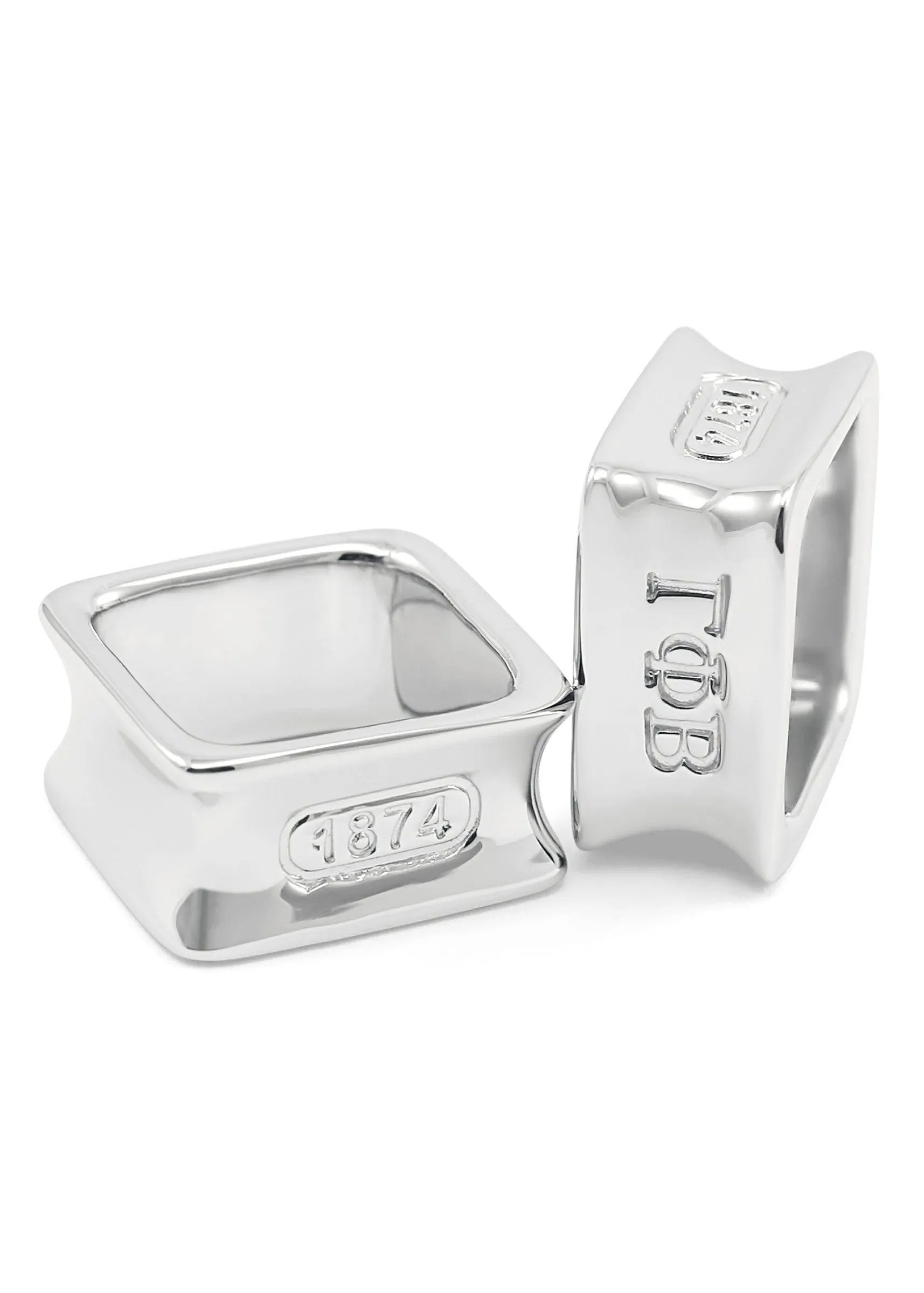 Gamma Phi Beta Sterling Silver Square Ring Size 7 with Founding Year 1874 - Modern Greek Jewelry