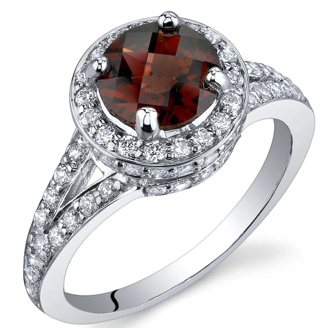 Garnet Ring for Women - 925 Sterling Silver Vintage Halo Design, Natural Gemstone, Size 5-9