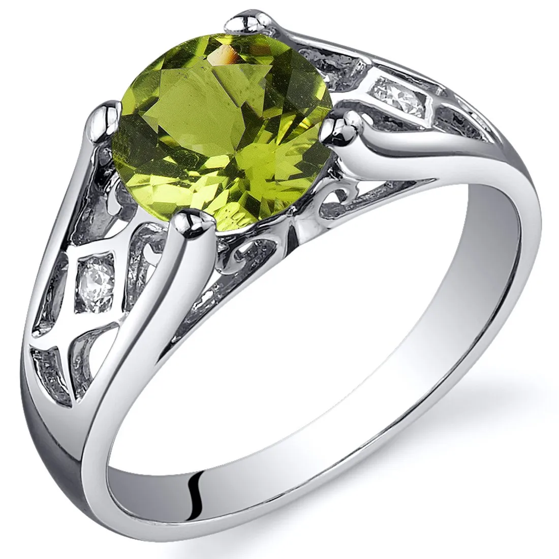 Genuine Peridot Ring in 925 Sterling Silver, 1.25 Carats, Size 5 - August Birthstone Jewelry