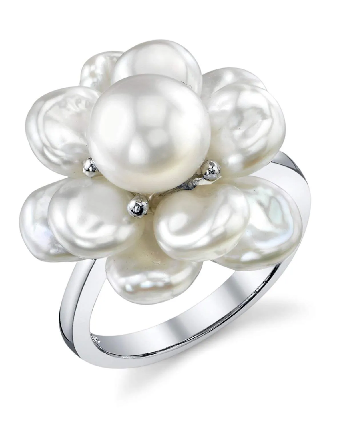 Keshi Genuine White Freshwater Cultured Pearl Ring on .925 Sterling Silver - Perfect Gift for Any Occasion