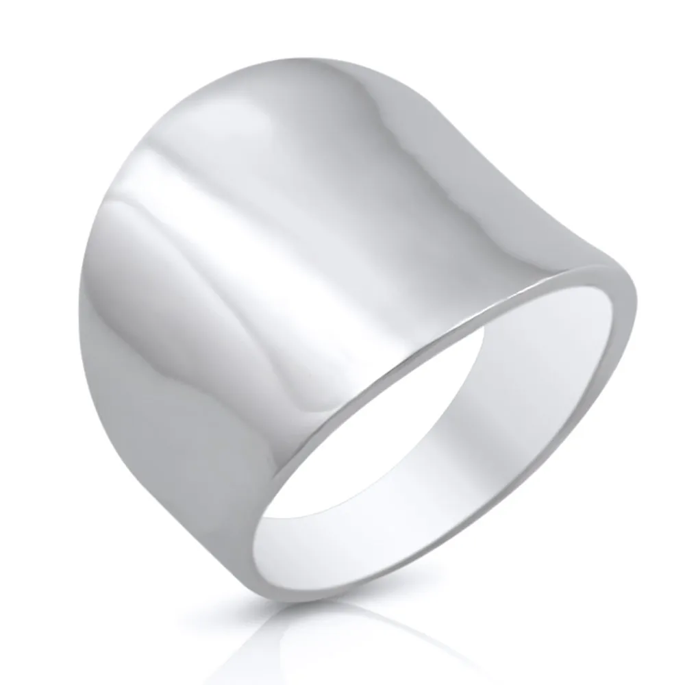 Mimi Sterling Silver 19mm Wide Cigar Band Ring - Sizes 6 to 10 - Elegant .925 Silver Jewelry