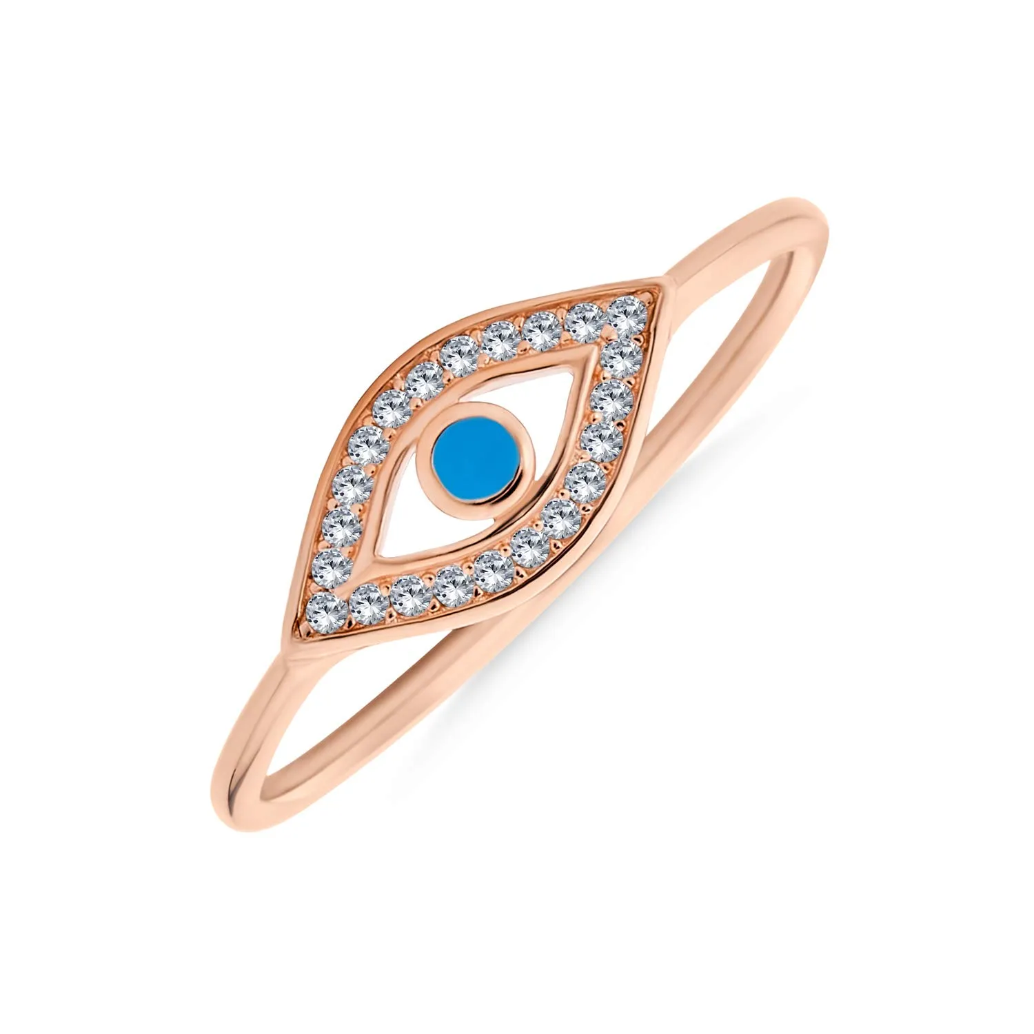 Minimalist 14K Rose Gold Plated .925 Sterling Silver Evil Eye Midi Knuckle Ring for Women