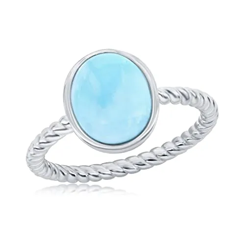 Natural Larimar Gemstone Ring