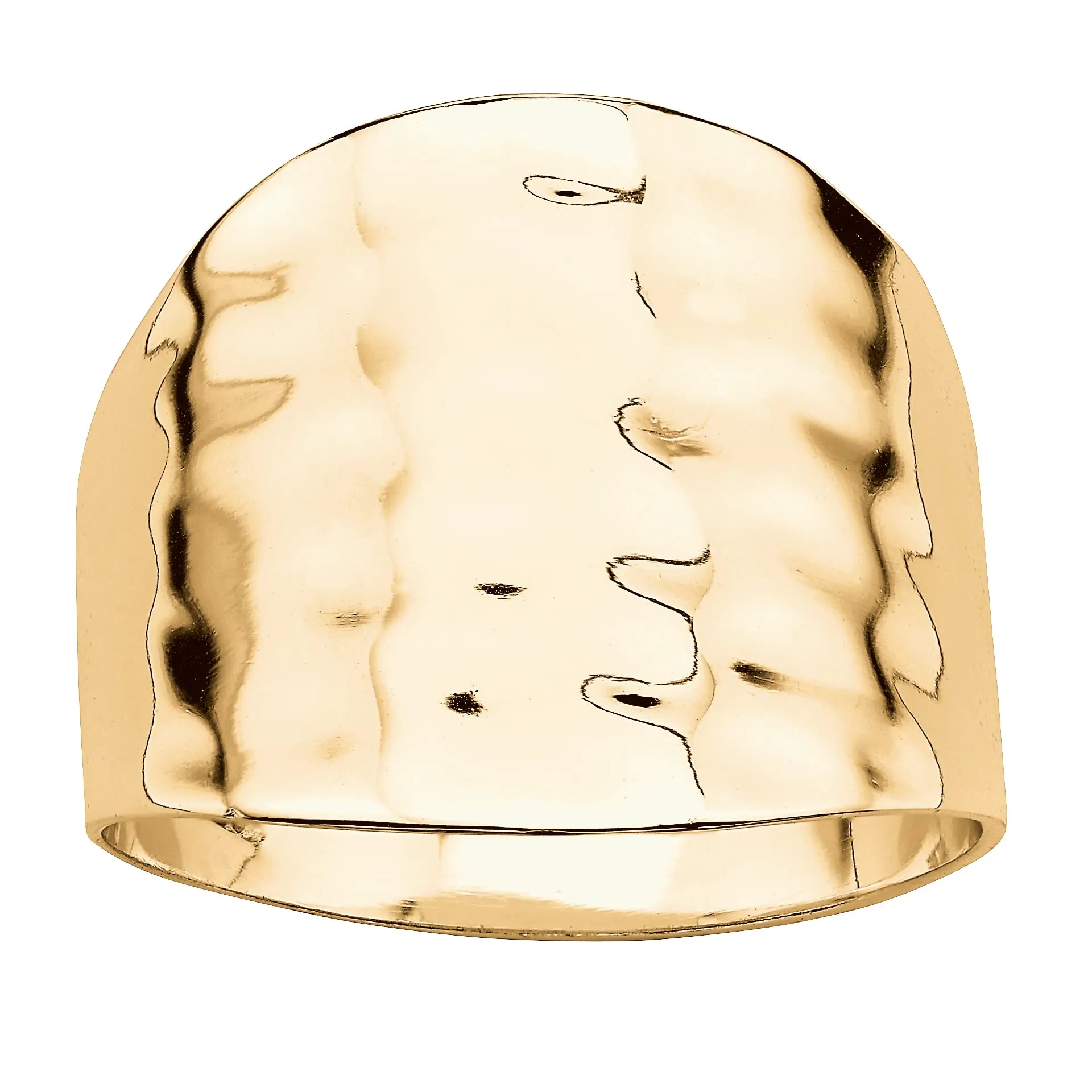 PalmBeach Jewelry Hammered Cigar Band Ring in Gold-Plated or Platinum-Plated, 5mm Wide