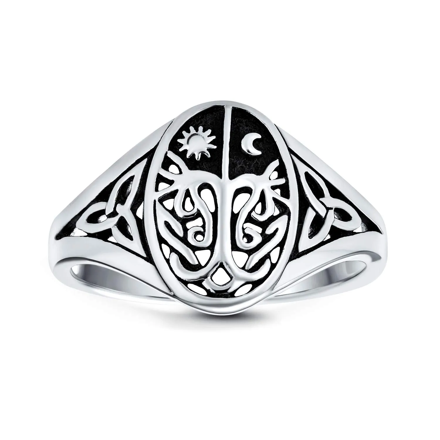 Personalized Large Open Round Tree of Life Ring for Women - .925 Sterling Silver, Hypoallergenic