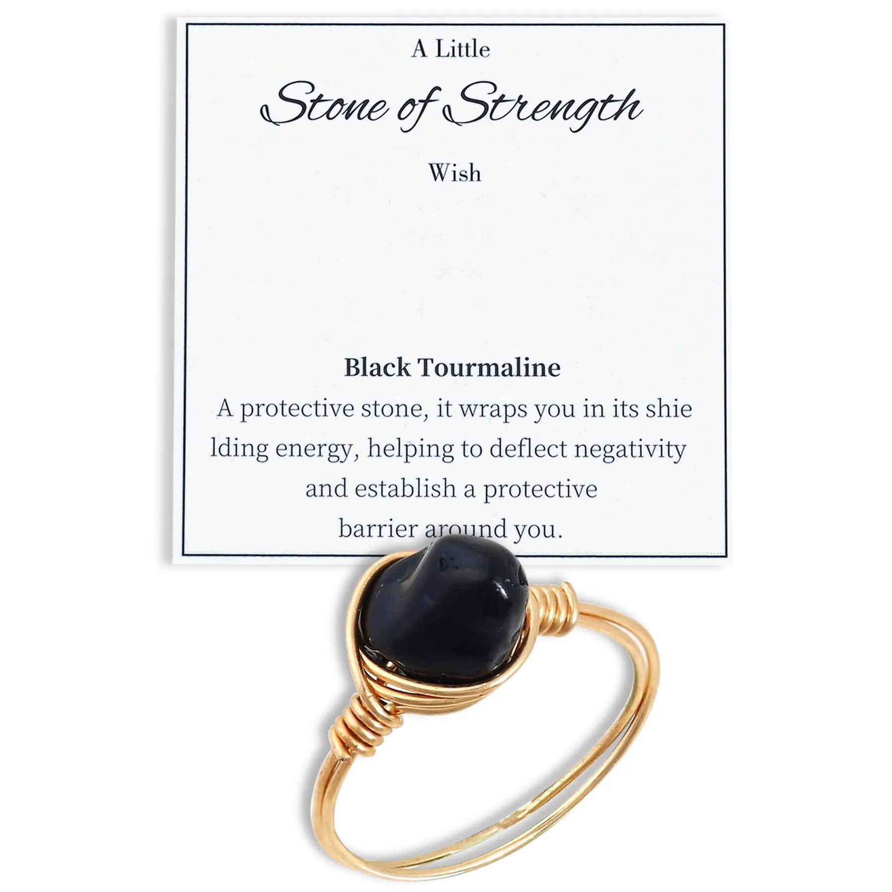 Protection Black Tourmaline Ring - Handmade Spiritual Crystal Jewelry for Empowerment & Protection