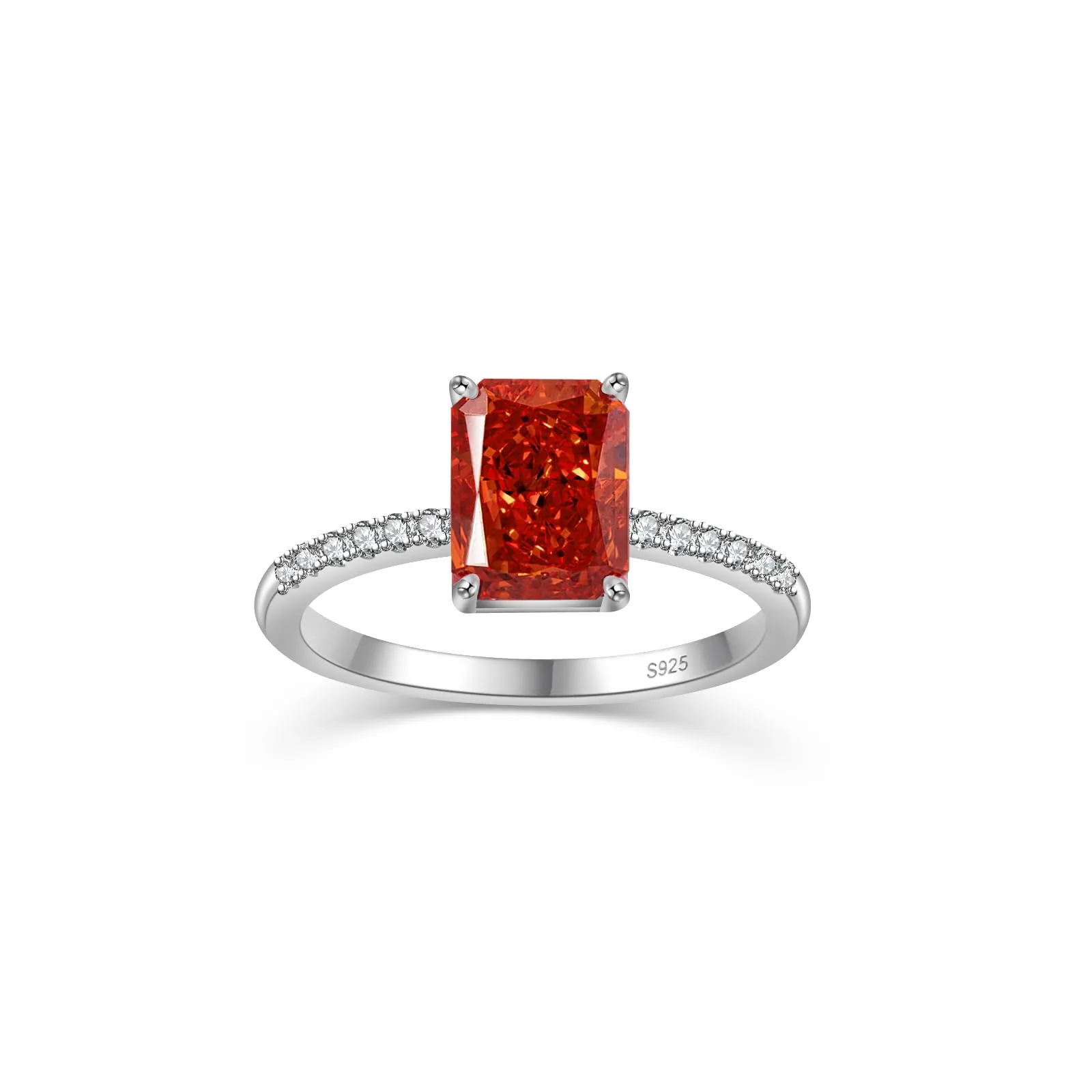 Radiant Cut Engagement Ring in Simulated Yellow/Purple/Red/White CZ, 925 Sterling Silver, 1.5 Carat