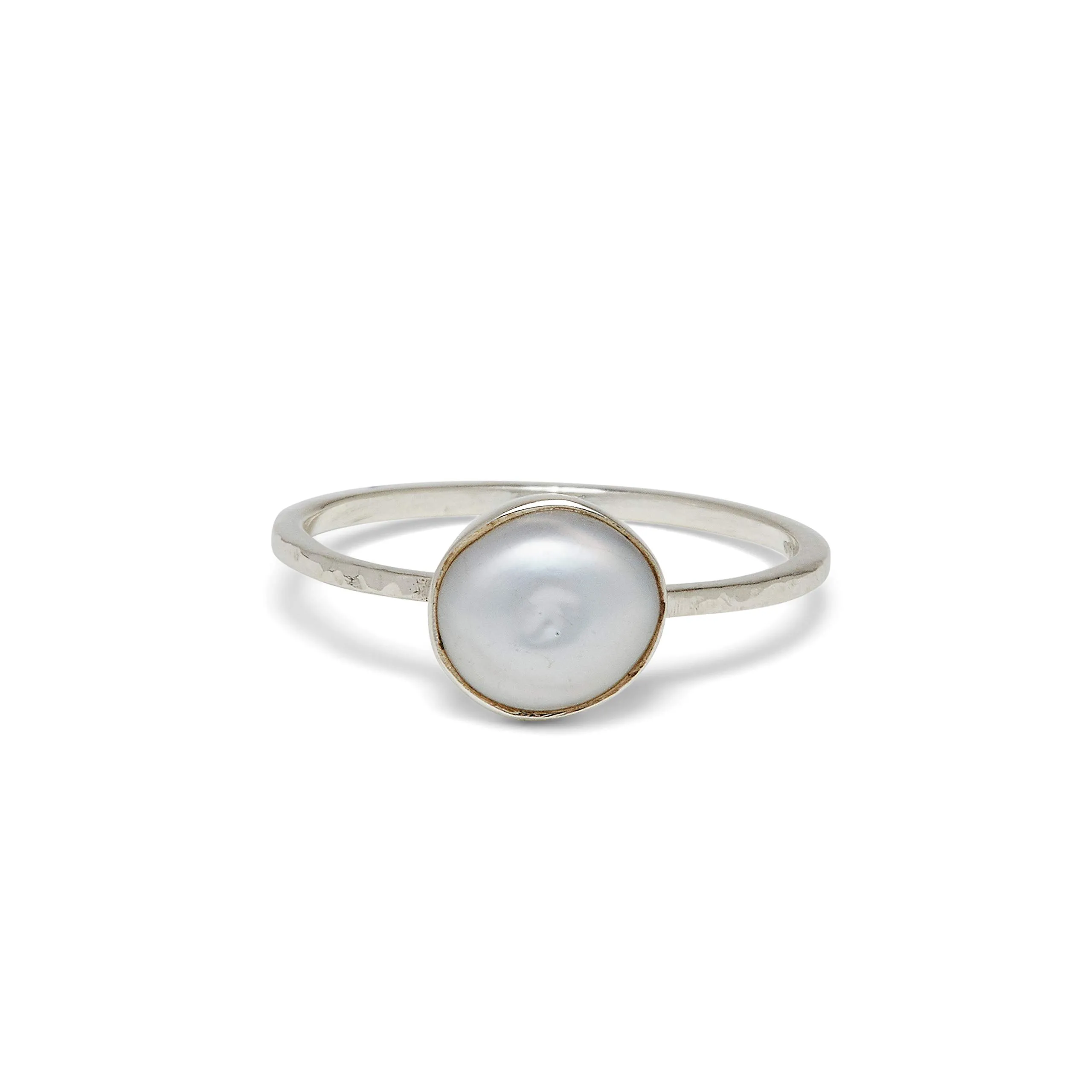 Silver-Plated Pretty in Pearl Ring, .925 Sterling Silver Band, Trendy Summer Accessory