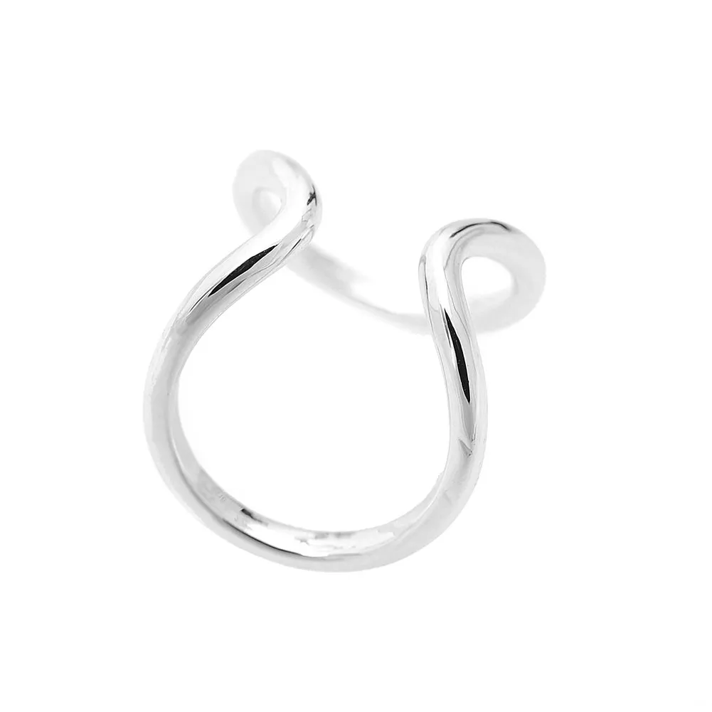 Silver Plated Infinity Double Layer Knuckle Ring - Size 7, High Gloss Finish, Ready to Gift Box